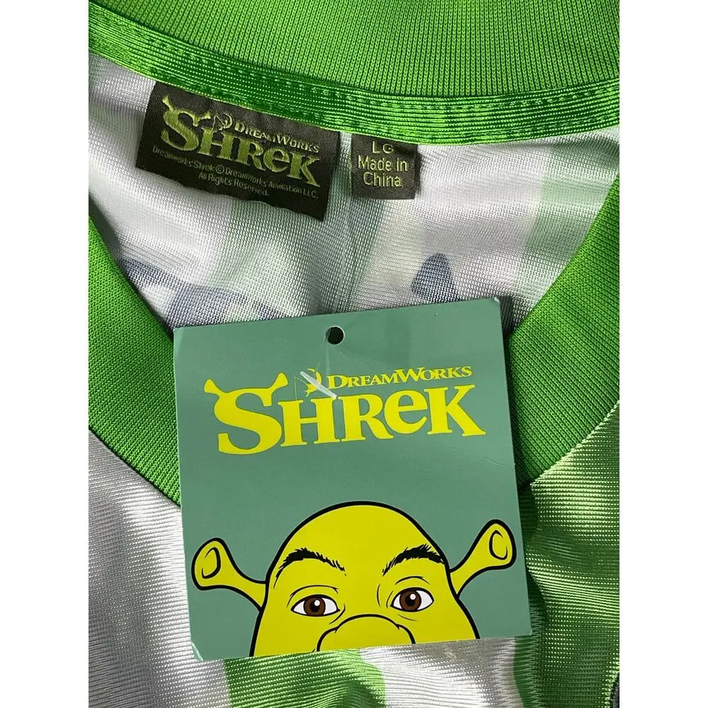 Shrek Soccer Jersey Shirt Mens Large Green White Striped VNeck DreamWorks NEW - Picture 6 of 16